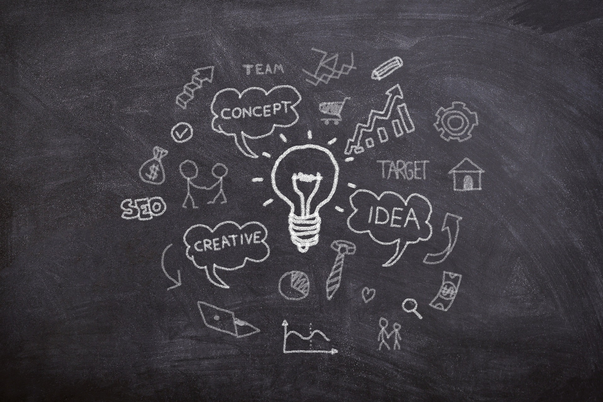 blackboard with creative ideas